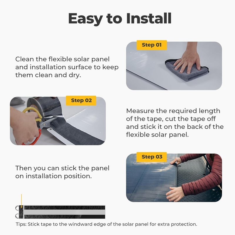 BougeRV Flexible Solar Panel Waterproof Butyl Rubber Tape, for Yuma CIGS Thin-Film Arch Flexible Solar Panel, 3.98''Width x 16.4 Feet Length - Image 3